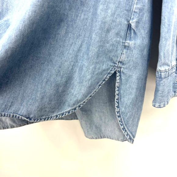 Per Se Chambray Tunic Blouse Button Front Scoop Neck Long Sleeve Women's XL - Picture 9 of 9